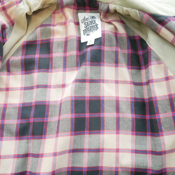 Men’s Vintage Sears & Roebuck Co. Vented Plaid Lined Tan Classic Jacket XL - Picture 6 of 7